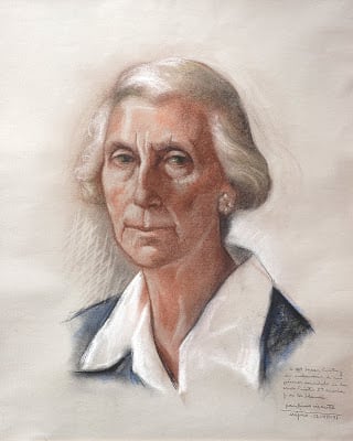 Retrato realizado por el pintor asturiano Paulino Vicente, en1971, de María Teresa
Prieto (1895-1982), compositora, pianista y arpista. Cedido por la familia.