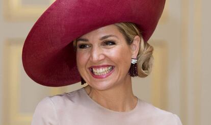 La reina Máxima de Holanda durante la recepción de los reyes de los Países Bajos al presidente griego, Prokopis Pavlopoulos, el pasado lunes.