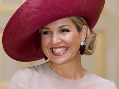 La reina Máxima de Holanda durante la recepción de los reyes de los Países Bajos al presidente griego, Prokopis Pavlopoulos, el pasado lunes.