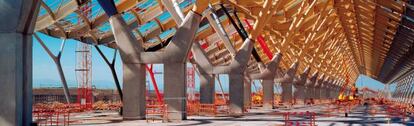 Terminal 4 de Barajas durante su construcción.