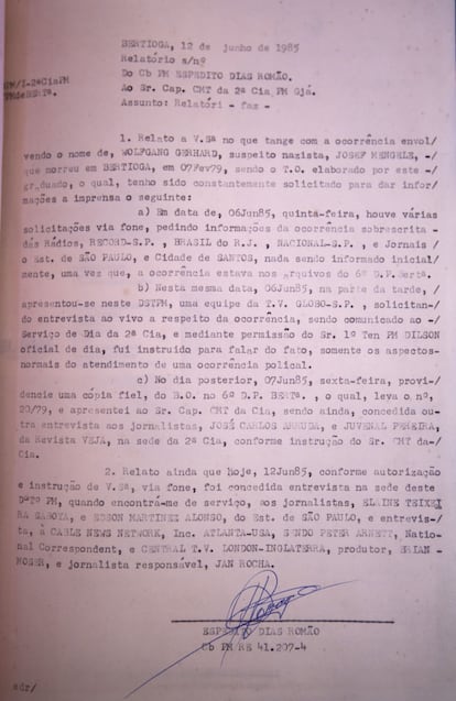 Relatório do atestado de morte de Mengele.