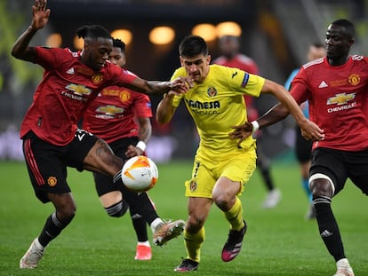 Gerard Moreno, ante el United en la final de la Liga Europa.