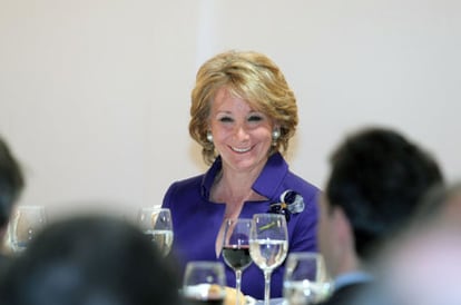 Esperanza Aguirre, durante la comida en el Foro ABC.