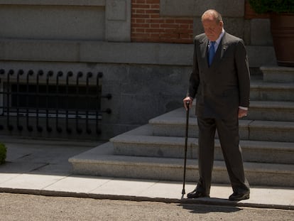 Juan Carlos I, en el Palacio de la Zarzuela el 9 de junio de 2014, durante sus últimos días como Rey.