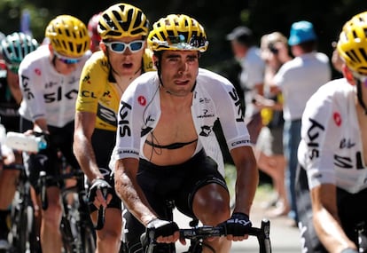 Mikel Landa, trabajando para el Sky.