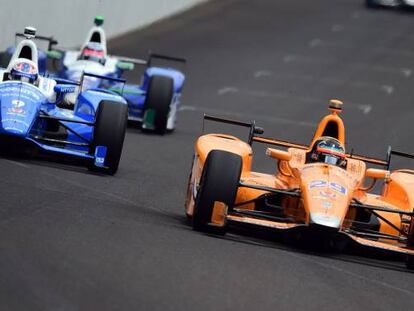 Fernando Alonso, durante la carrera de Indy 500