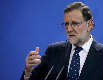 Mariano Rajoy, durante la conferencia de prensa ofrecida en Berl&iacute;n. 