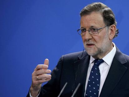 Mariano Rajoy, durante la conferencia de prensa ofrecida en Berl&iacute;n. 
