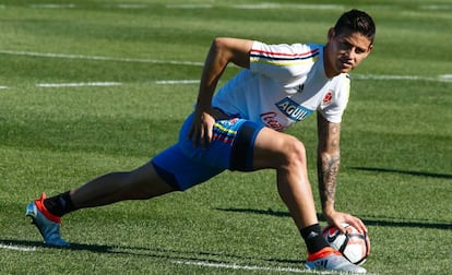 James, en un entrenamiento de la Copa Am&eacute;rica con Colombia. 