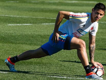 James, en un entrenamiento de la Copa Am&eacute;rica con Colombia. 