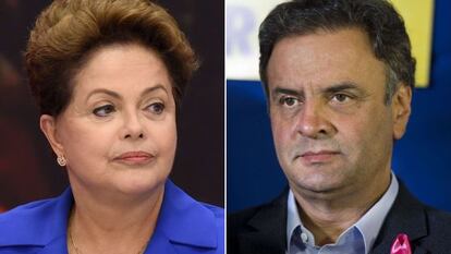 Los dos candidatos a la presidencia, Dilma Rousseff y Aécio Neves.