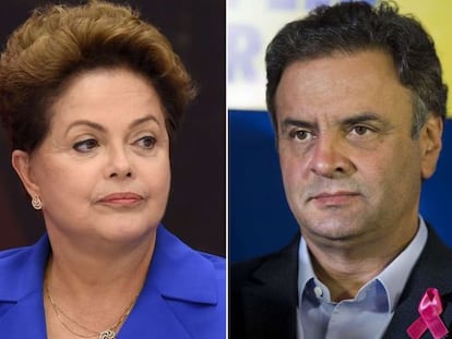 Os dois candidatos &agrave; presid&ecirc;ncia, Dilma e A&eacute;cio.