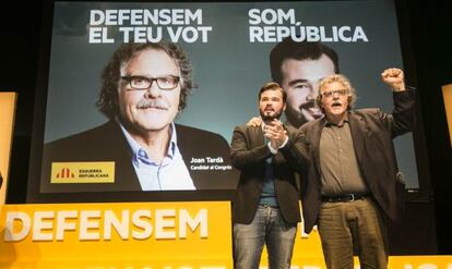 Gabriel Rufián y Joan Tardà en el inicio de la campaña de ERC.