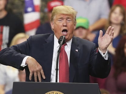 El presidente Donald Trump durante un acto de campaña el jueves en Minnesota.