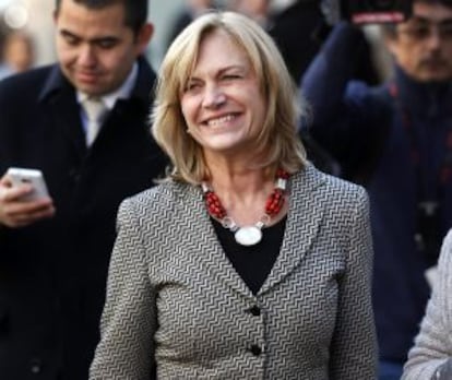 Evelyn Matthei el mes pasado en Santiago.