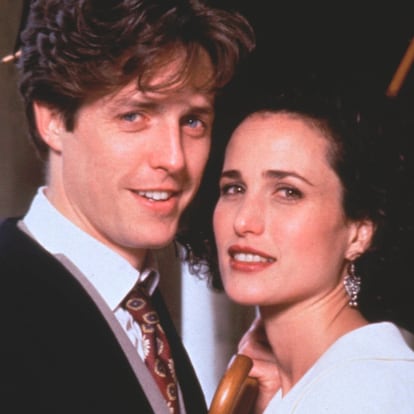Andie MacDowell and Hugh Grant in a scene in 'Four Weddings and a Funeral.'