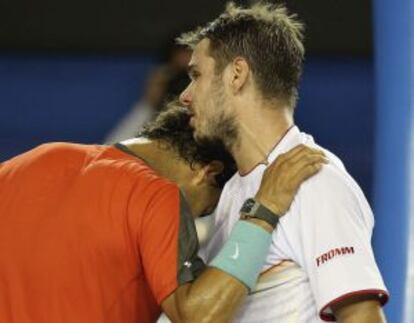 Wawrinka y Nadal se saludan tras la final