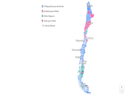Mapa | El resultado de las elecciones al Consejo Constitucional de Chile municipio a municipio