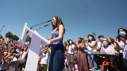 La nueva líder de Podemos, Ione Belarra, tras ser elegida secretaria general del partido con la Asamblea Ciudadana Estatal de Podemos, celebrada el pasado 13 de junio.