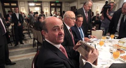 El ministro Luis de Guindos, en un acto organizado por Cinco Días.