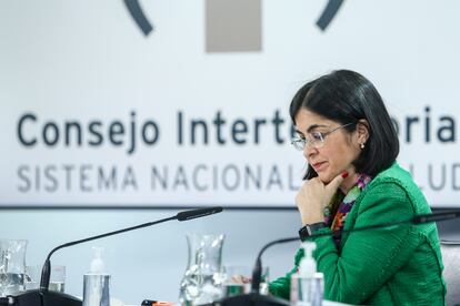 Spanish Health Minister Carolina Darias at a news conference following a meeting of central and regional health officials on Monday. 
