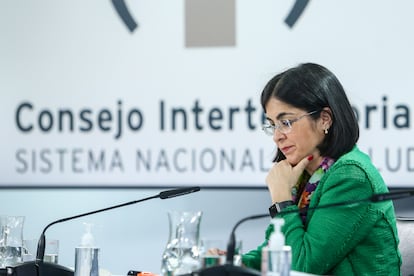 Spanish Health Minister Carolina Darias at a news conference following a meeting of central and regional health officials on Monday. 