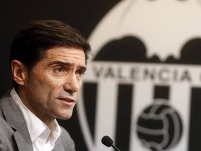 Marcelino en su presentaci&oacute;n como entrenador del Valencia.