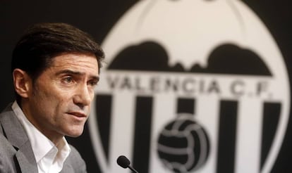 Marcelino en su presentaci&oacute;n como entrenador del Valencia.