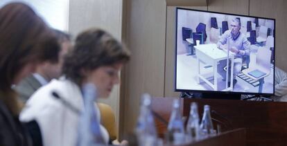 Granados, durante su comparecencia por videoconferencia en la comisión de investigación de la Asamblea de Madrid.