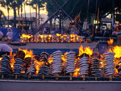 Sardines being grilled