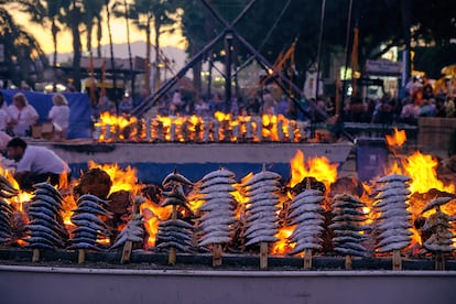 Sardines being grilled