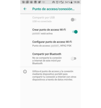 Desde este menú podemos crear la red Wifi en nuestro móvil Android