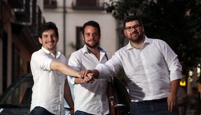 Borja Terrés (d) junto a los otros candidatos a secretario de las Juventudes Socialistas.