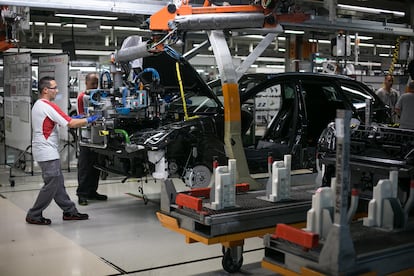 A file photo of the Seat production line at the company’s factory in Martorell, Spain.