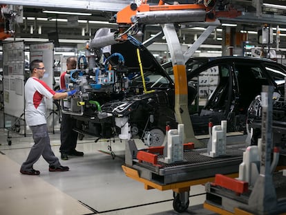 A file photo of the Seat production line at the company’s factory in Martorell, Spain.