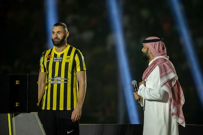 Karim Benzema, during his presentation last week as an Al-Ittihad player