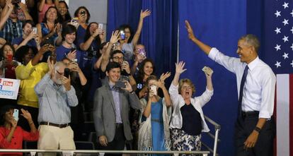 Obama, en Florida, ayer.