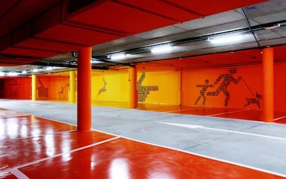 Garaje del hotel Silken Puerta de América, donde se celebra la feria de arte contemporáneo JustMad.