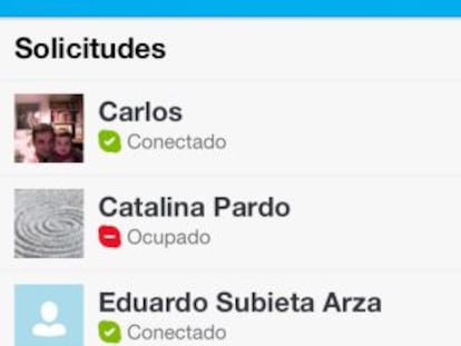 Contactos de Skype en un iPhone.