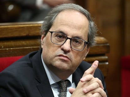 El presidente de la Generalitat, Quim Torra, en el Parlamento catalán, en Barcelona, el pasado 12 de diciembre. 