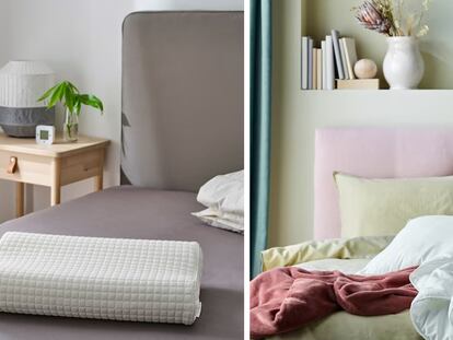 A la izquierda, almohada ergonómica de Ikea y, a la derecha, relleno nórdico. IKEA.