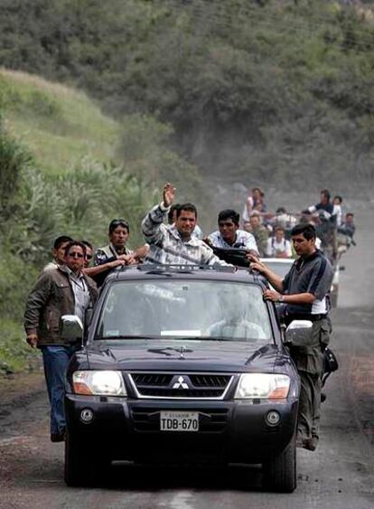 El presidente ecuatoriano, durante un viaje de campaña  el viernes.