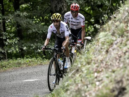 Mikel Landa, delante de Contador, en su escapada conjunta en el pasado Tour de Francia.