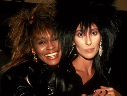 Tina Turner y Cher en 1985 en Nueva York.