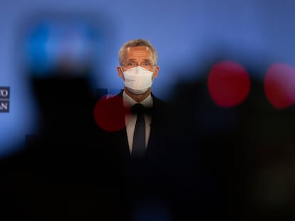 Jens Stoltenberg durante una rueda de prensa el pasado mayo en Bruselas.