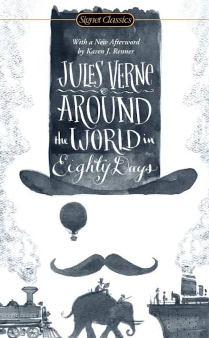 Portada de una edición en inglés de 'La vuelta al mundo en 80 días', de Julio Verne.