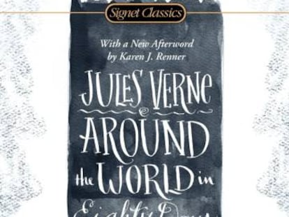 Portada de una edición en inglés de 'La vuelta al mundo en 80 días', de Julio Verne.