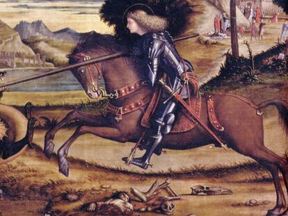 Representació de Sant Jordi matant el drac, del segle XVI.
