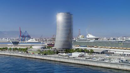 Recreación de la Torre del Puerto de Málaga.