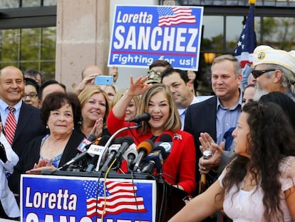 Loretta Sánchez anuncia su candidatura, el jueves en Santa Ana.